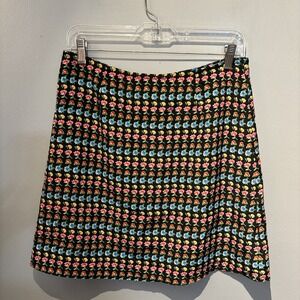 VTG 90's Compagnie Internationale Express Skirt Black Floral Artsy Sz 11/12